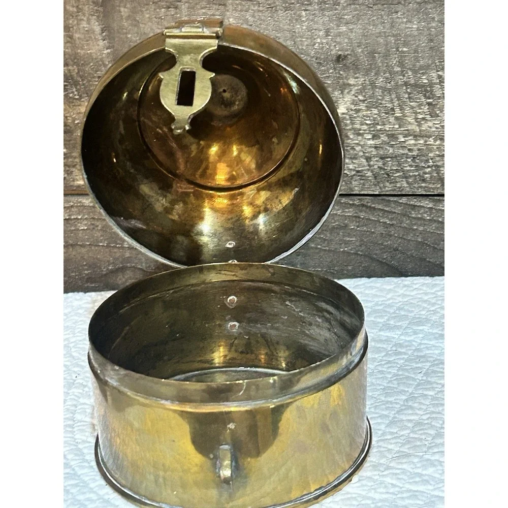 Antique Collectible Handcrafted Brass Islamic Pan Daan Box‎ Small Betel Nut Box